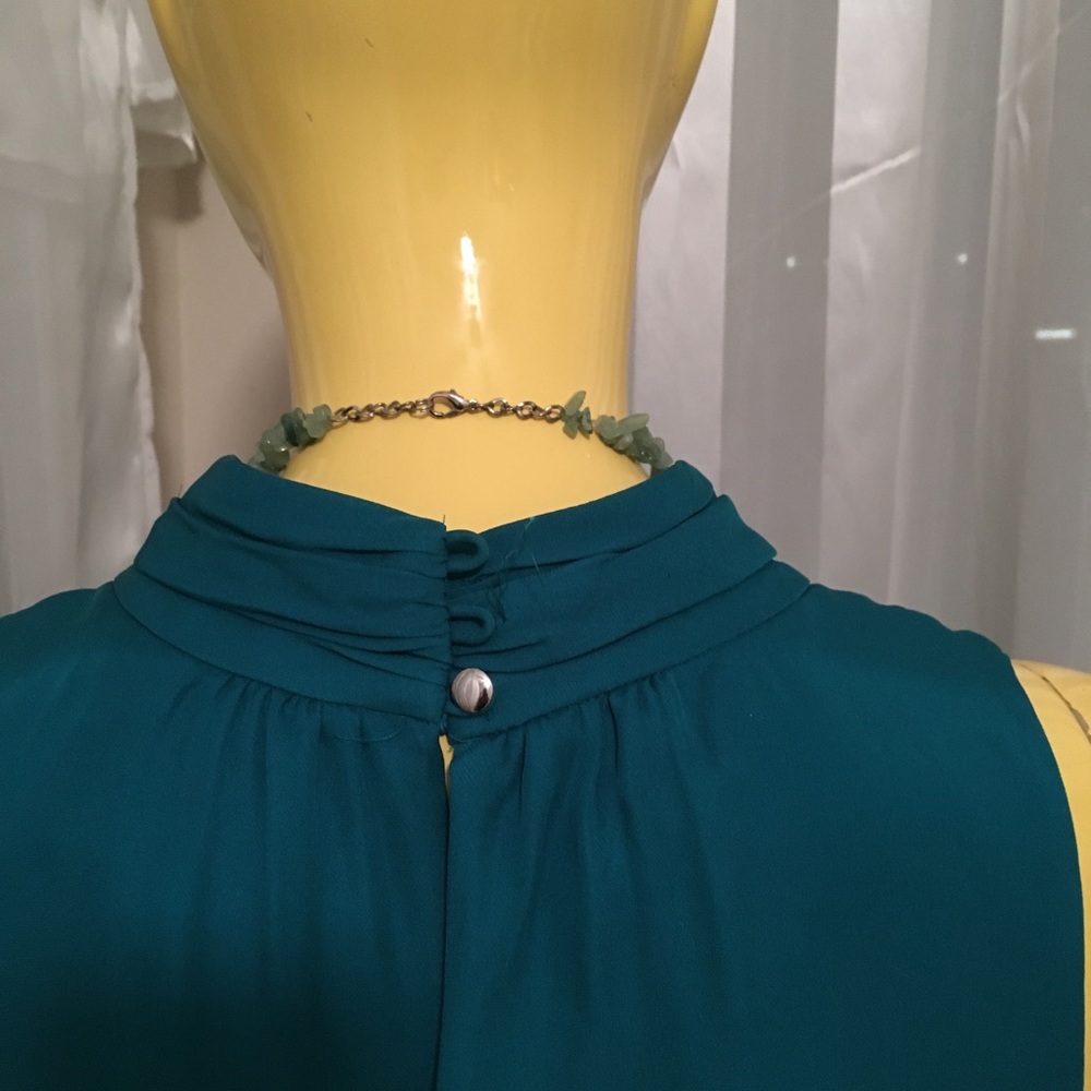 Teal Halter Neck Sleeveless Blouse